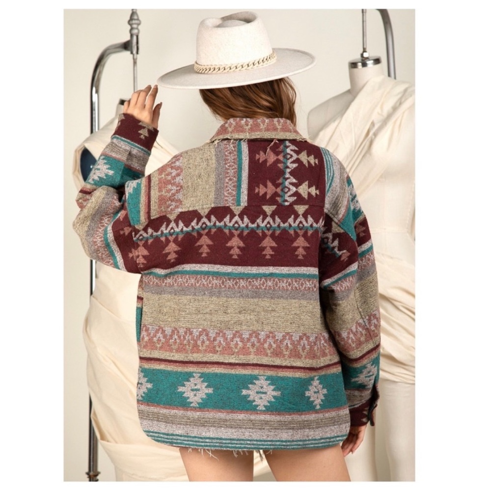 New Adorable Aztec Oversized Shacket - Picture 3 of 3